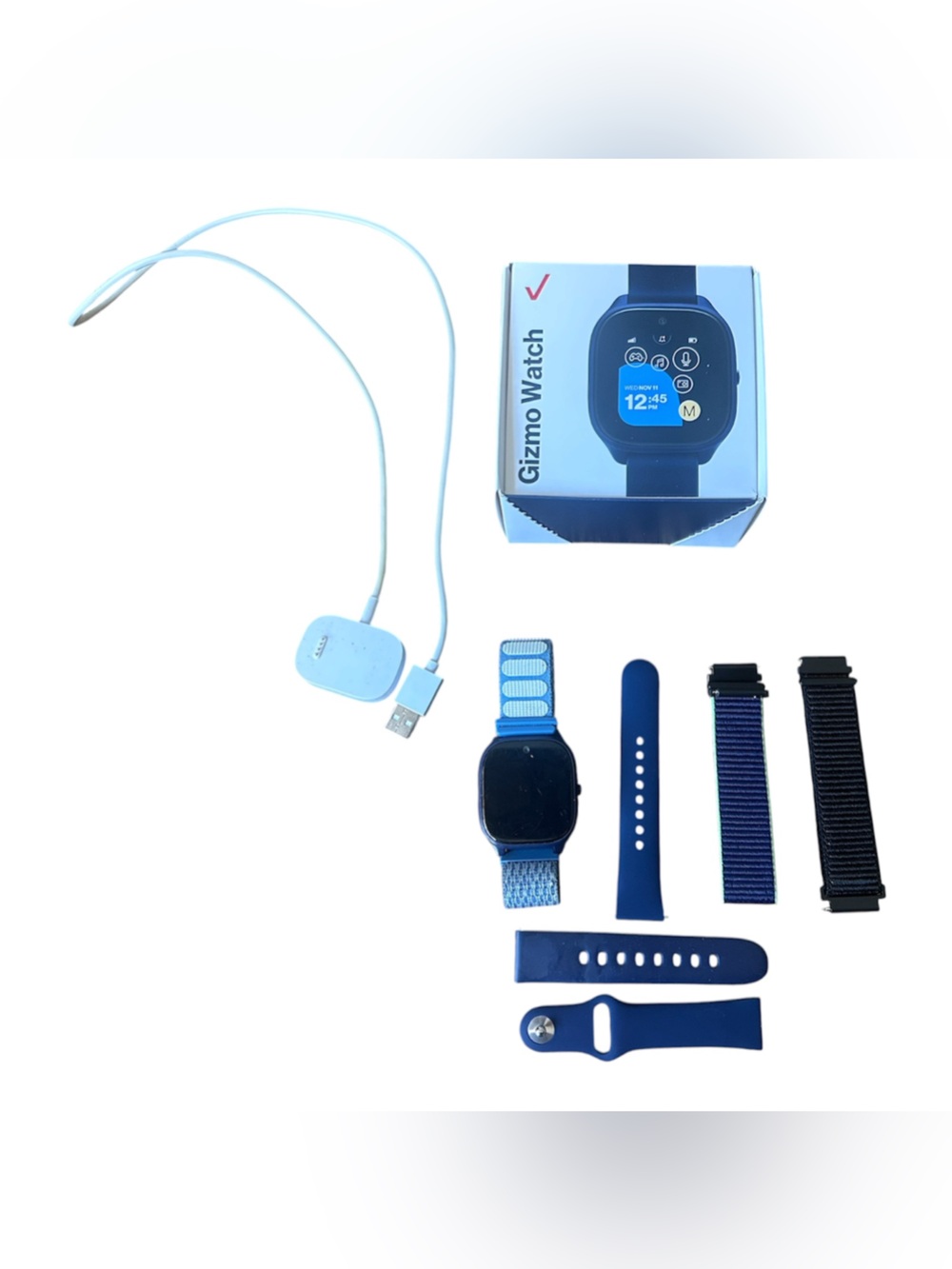 Verizon Gizmo Watch 3 Kids Smartwatch Dark Navy GPS 4G LTE Charger Extra Bands